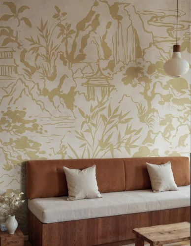 Fototapeta krajobraz inspirowany Azją Rebel Walls R22009 Ink Horizon Beige Sophisticated Luxe