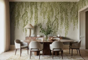 Fototapeta zwisające liście bambusa Rebel Walls R22012 Whispers of Bamboo Green Sophisticated Luxe