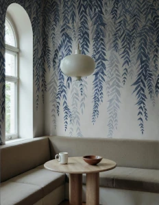 Fototapeta zwisające liście bambusa Rebel Walls R22013 Whispers of Bamboo Blue Sophisticated Luxe