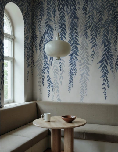 Fototapeta zwisające liście bambusa Rebel Walls R22013 Whispers of Bamboo Blue Sophisticated Luxe