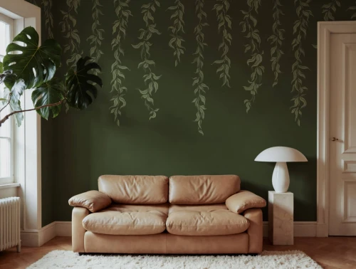 Fototapeta opadające pnącza Rebel Walls R21659 Hanging Leaves Dark Green Botanical Gardens