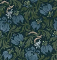 Fototapeta peonie i liście Rebel Walls R21679 Midnight Peony Blue Botanical Gardens