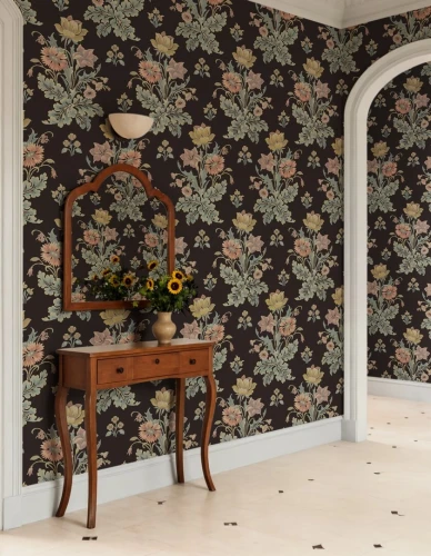 Fototapeta kwiaty vintage Rebel Walls R21682 Meadow Bouquet Black Botanical Gardens