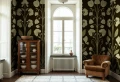 Fototapeta kwiaty retro Rebel Walls R22078 Folk Flower Dark Green Botanical Gardens