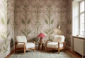 Fototapeta kwiaty retro Rebel Walls R22080 Folk Flower Pink Botanical Gardens