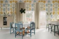 Fototapeta kwiaty retro Rebel Walls R22081 Folk Flower Yellow Botanical Gardens