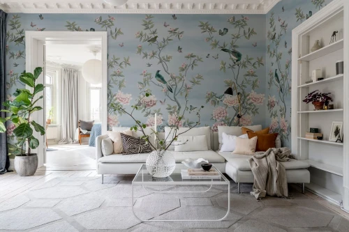 Fototapeta botaniczna Rebel Walls R21718 Garden of Harmony Blue Diane Hill