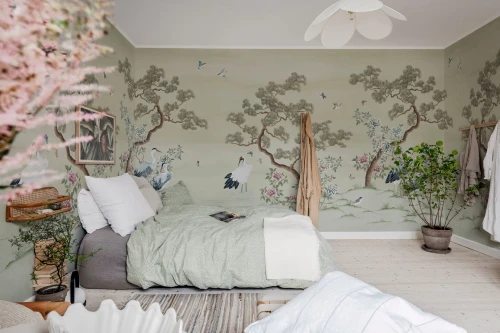 Fototapeta botaniczny krajobraz Rebel Walls R21723 Pine Grove Green Diane Hill