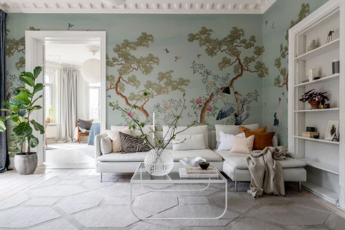 Fototapeta botaniczny krajobraz Rebel Walls R21725 Pine Grove Blue Diane Hill