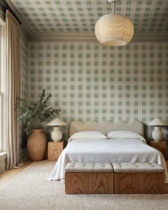 Fototapeta kratka Rebel Walls R21589 Gingham Light Green Hot Pops