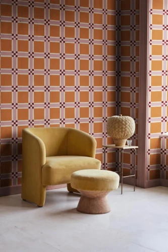 Fototapeta geometryczna Rebel Walls R21592 Bold Grid Orange Hot Pops