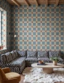 Fototapeta geometryczna Rebel Walls R21593 Bold Grid Light Blue Hot Pops
