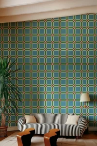 Fototapeta geometryczna Rebel Walls R21594 Bold Grid Green Hot Pops