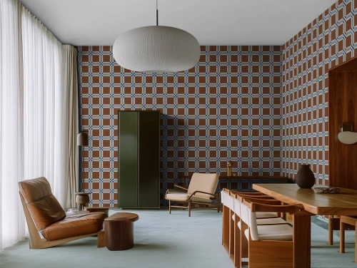 Fototapeta geometryczna Rebel Walls R21596 Bold Grid Brown Hot Pops