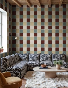 Fototapeta geometryczna - szachownica Rebel Walls R21606 Tile Brown Hot Pops