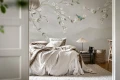 Fototapeta ptak na kwitnącym drzewie Rebel Walls R21754 Bird in Tree White Hot Pops
