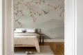 Fototapeta ptak na kwitnącym drzewie Rebel Walls R21756 Bird in Tree Beige Hot Pops