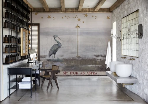 Fototapeta czapla Wall&Deco WET_CR1901 WET SYSTEM 2019