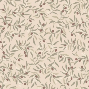 Tapeta gałązki oliwne Sandberg S10681 Olivia Burgundy Villa Como