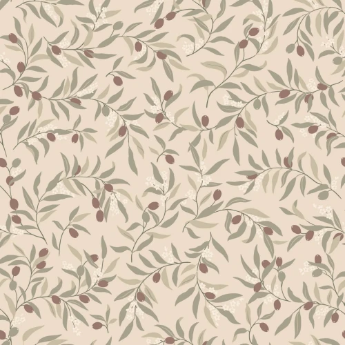Tapeta gałązki oliwne Sandberg S10681 Olivia Burgundy Villa Como