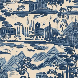 Tapeta malarski krajobraz Como Sandberg S10688 Lake Como Blue Villa Como