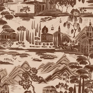 Tapeta malarski krajobraz Como Sandberg S10690 Lake Como Brown Villa Como