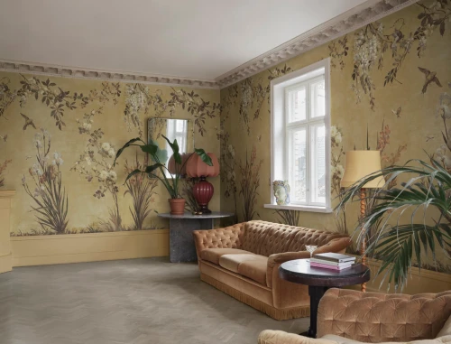 Fototapeta botaniczna w malarskim stylu Sandberg S10814 Nicola Yellow Villa Como