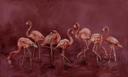 Fototapeta flamingi Fenico Burgundy Wall Art