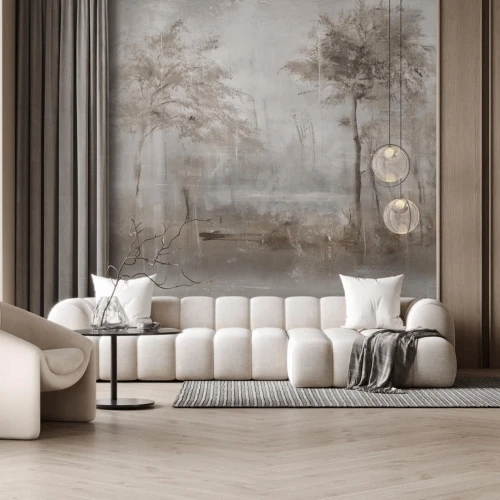 Fototapeta krajobraz zamglonej natury Lacus Beige Wall Art