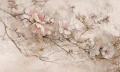 Fototapeta gałązki kwitnącej wiśni Sakura Beige Wall Art