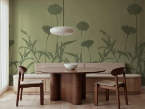 Fototapeta polne kwiaty Rebel Walls R22355 Floral Silhouette Green Hot Pops
