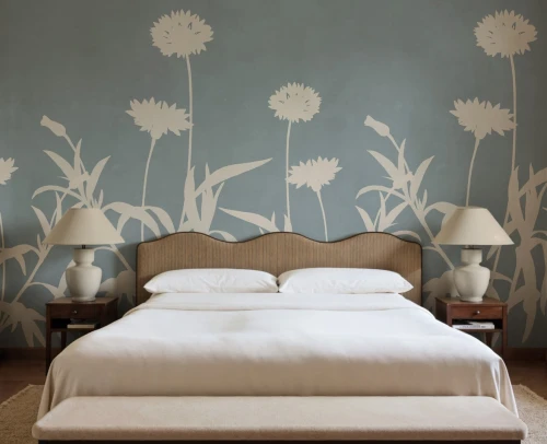 Fototapeta polne kwiaty Rebel Walls R22356 Floral Silhouette Blue Hot Pops