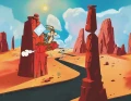 Fototapeta Kojot i Struś Pędziwiatr London Art Looney Tunes WBLT202-2 Warner Bros