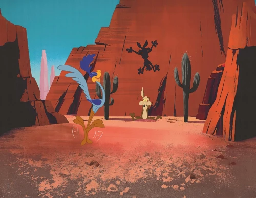 Fototapeta Kojot i Struś Pędziwiatr London Art Looney Tunes WBLT205-3 Warner Bros