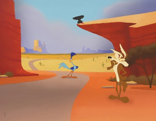 Fototapeta Kojot i Struś Pędziwiatr London Art Looney Tunes WBLT207-2 Warner Bros