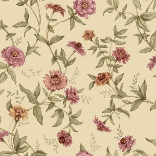 Tapeta kwiatowe pnącza Boras Tapeter 9154 Zinnia Flowers