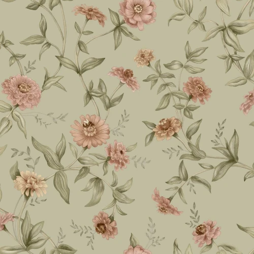 Tapeta kwiatowe pnącza Boras Tapeter 9155 Zinnia Flowers
