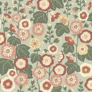 Tapeta kwiaty w stylu retro Boras Tapeter 9172 Happy Hollyhocks Flowers