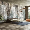 Tapeta do sypialni ogród w architektonicznej oprawie Inkiostro Bianco INKTBIR21 Evan Gio Bressana - tapeta na wymiar