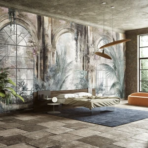 Tapeta do sypialni ogród w architektonicznej oprawie Inkiostro Bianco INKTBIR21 Evan Gio Bressana - tapeta na wymiar