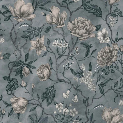 Tapeta kwiatowe pnącza Sandberg 244-56 Linda Misty Blue Kolonin II