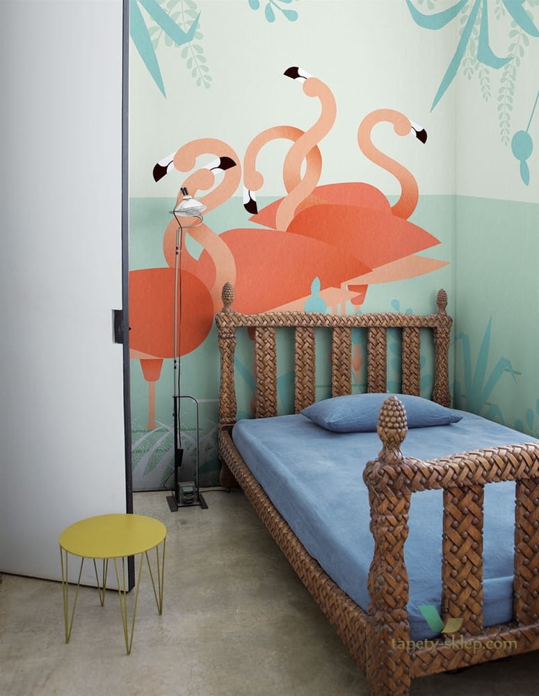 Tapeta London Art Flamingos