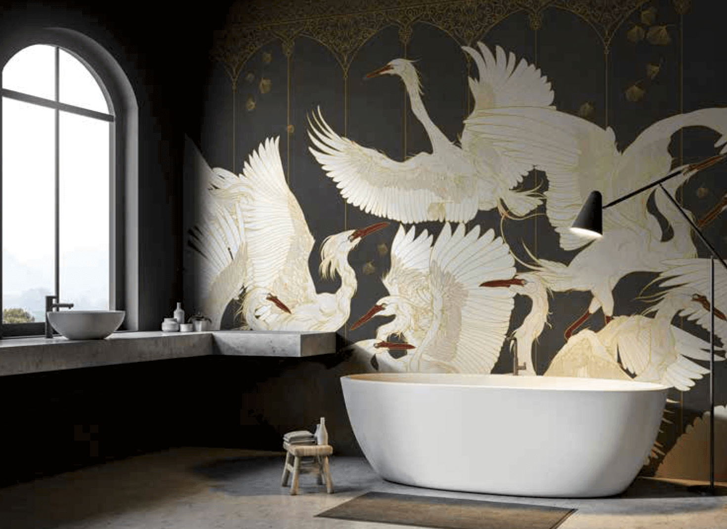 Tapeta żurawie pod prysznic Tecnografica La Danse 71360-1 Black