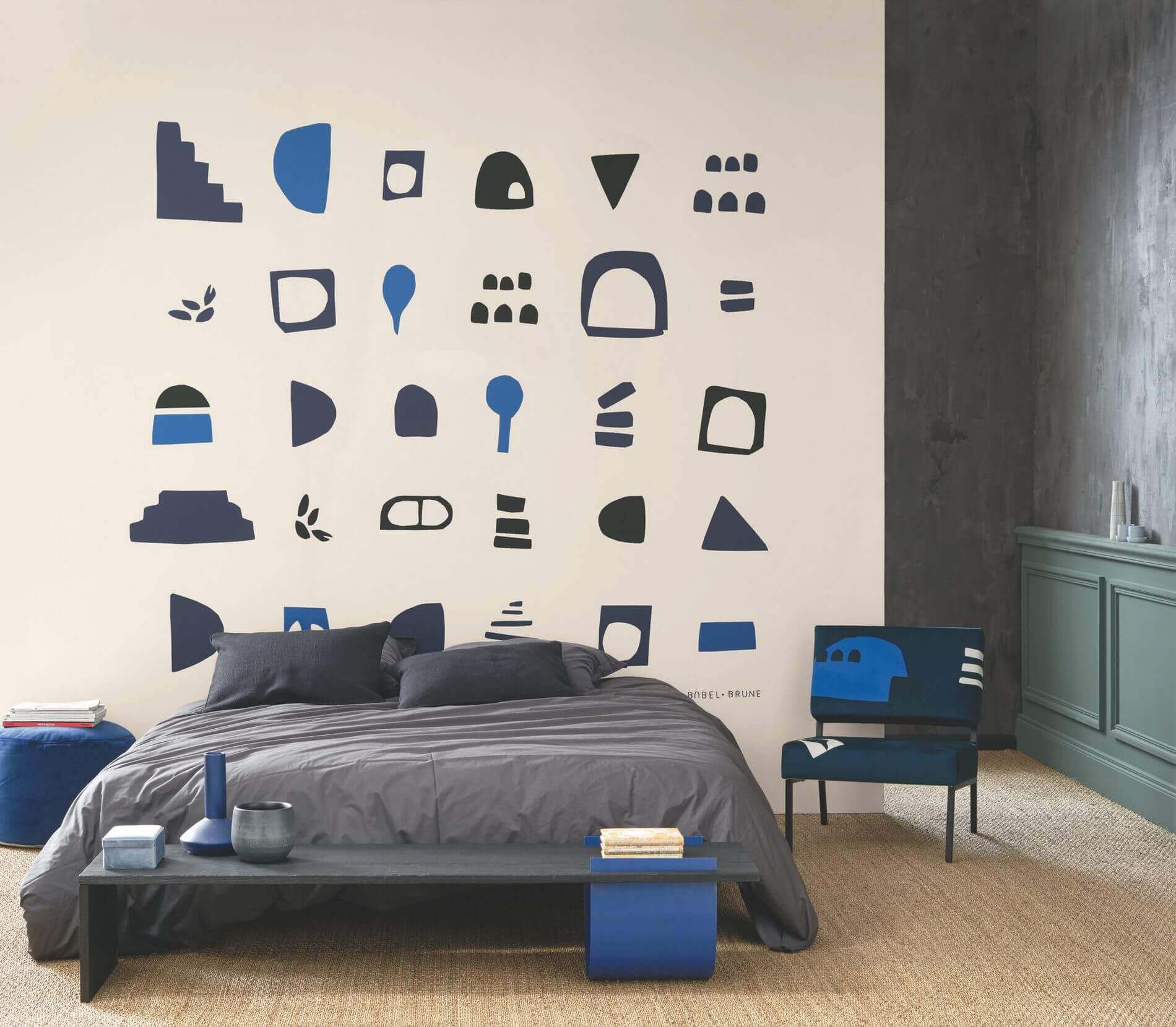 Mural nowoczesny w w hieroglify Casadeco GLRY 86326827 Hieroglyphes By Babel Brune Gallery