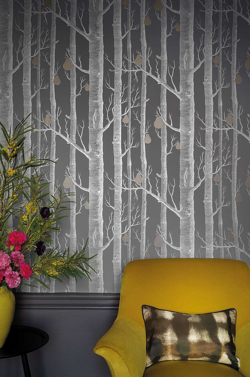 Tapeta w brzozy i gruszki mieniąca Cole & Son Contemporary Restyled Woods & Pears 95-5031