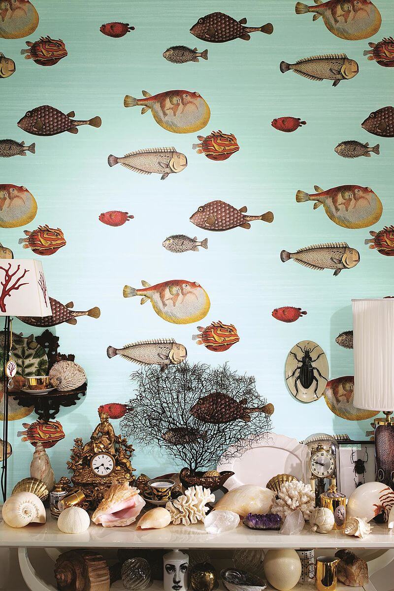 tapeta z rybami w stylu marynistycznym Cole & Son Acquario 97-10030 Fornasetti