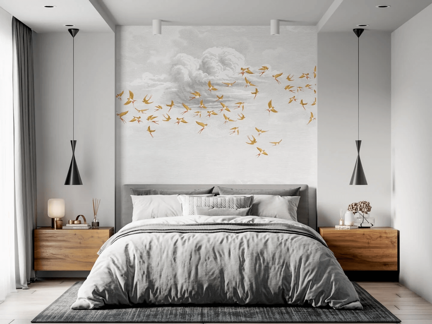 Tapeta chmury chmury i jaskółki PaperMint SWALLOW CLOUD Ambre Royale 851 Origins