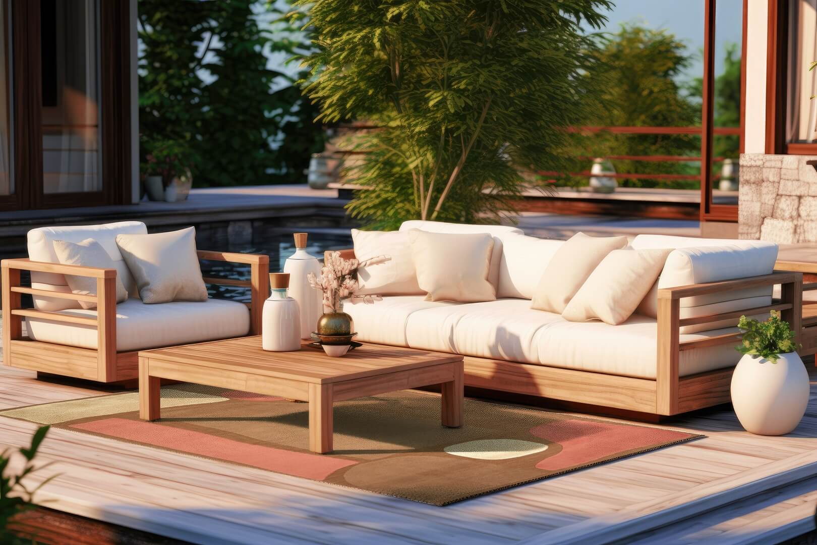 Dywan na lato - Dywan zewnętrzny nowoczesny Lugares Pink Carpet Decor Outdoor/Indoor