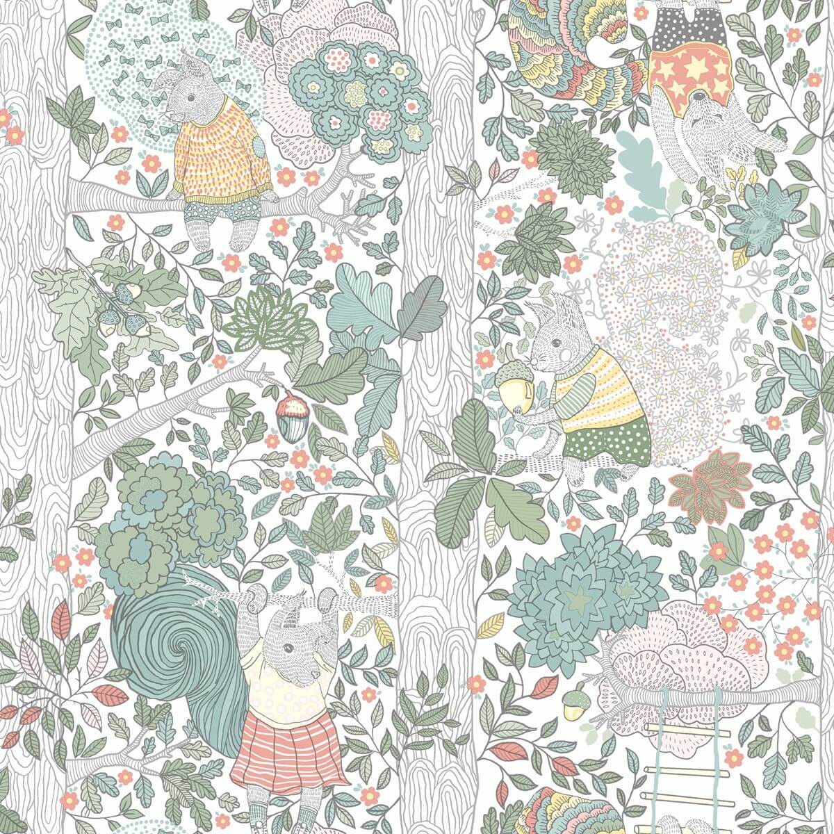 Tapeta z wiewiórkami do pokoju dziecka Boras 6251 Charlie Scandinavian Designers Mini