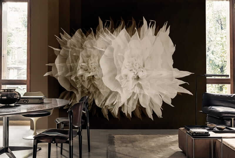 Winylowa tapeta w kwiaty na zewnątrz i pod prysznic